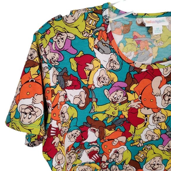 LuLaRoe X Disney Sz 14 Youth Top V-neck Pullover Fine Gauge Knit Stretch Dwarves - Picture 4 of 7